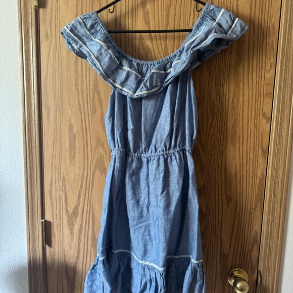 J.Crew Linen/cotton off the shoulder ruffle dress - Picture 2 of 4